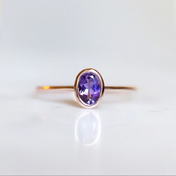 Salt City Gems - Arwen Ring 14K Ross Gold & Amethyst - Size 7 - Picture 1 of 7